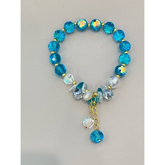 Blue Swarovski Beaded Bracelet With Charms - Picture 3 of 7